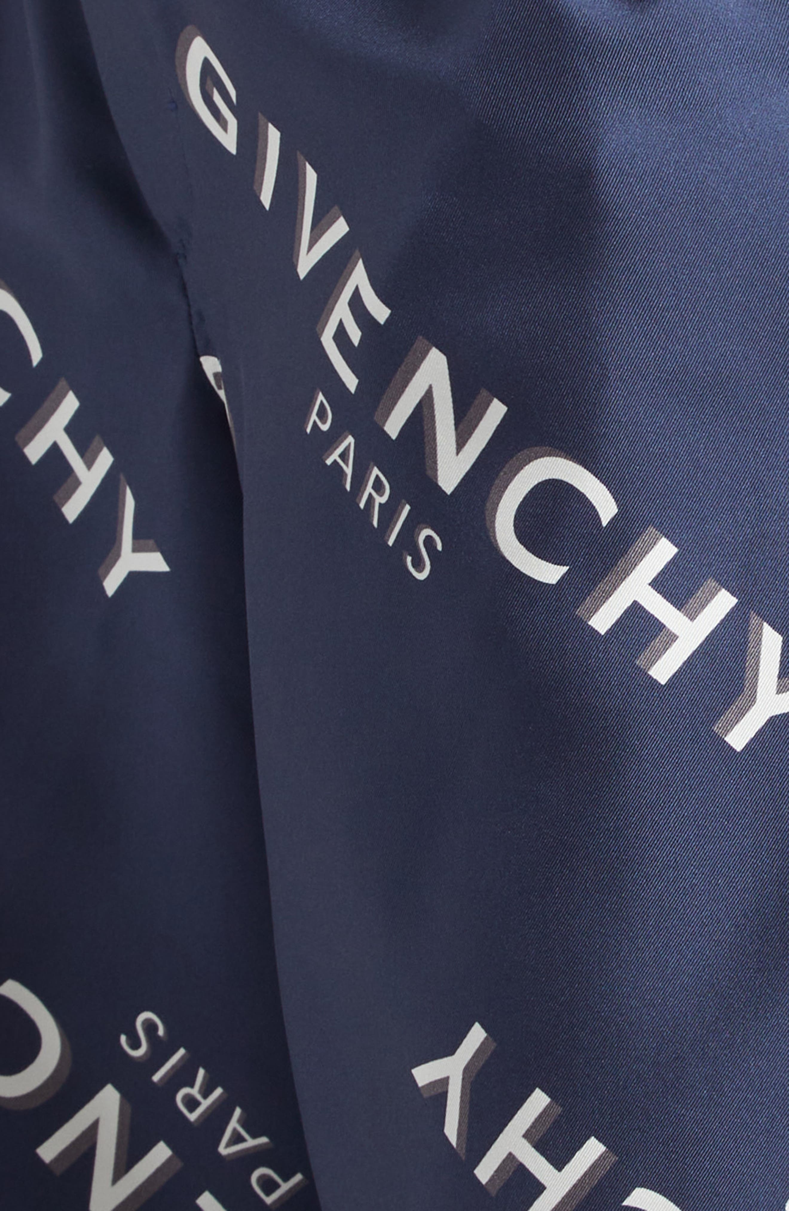 Givenchy Logo Print Elastic Waist Silk Shorts in Navy at Nordstrom - 7
