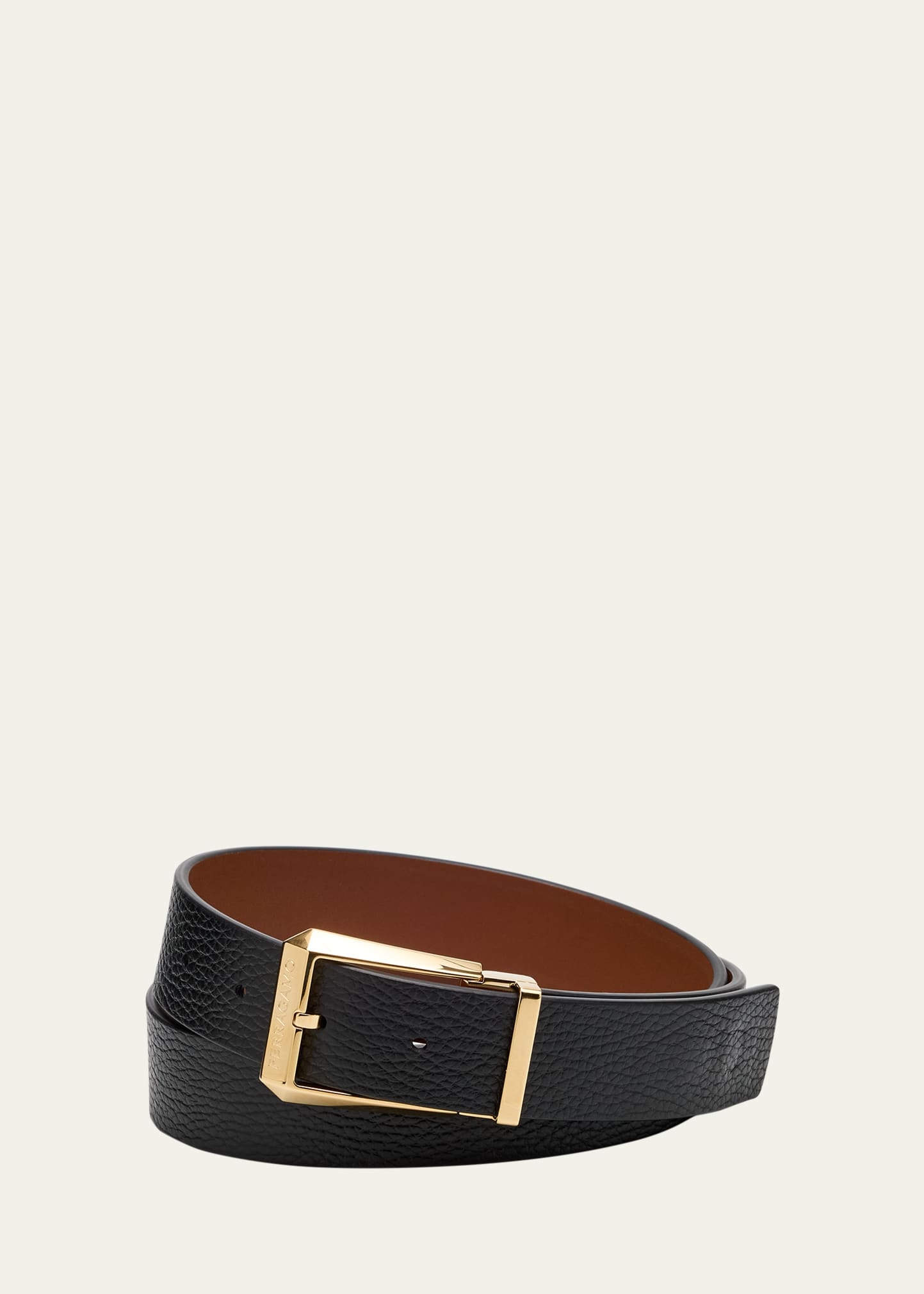 Men's Adjustable Reversible Hammered Leather Belt - 1