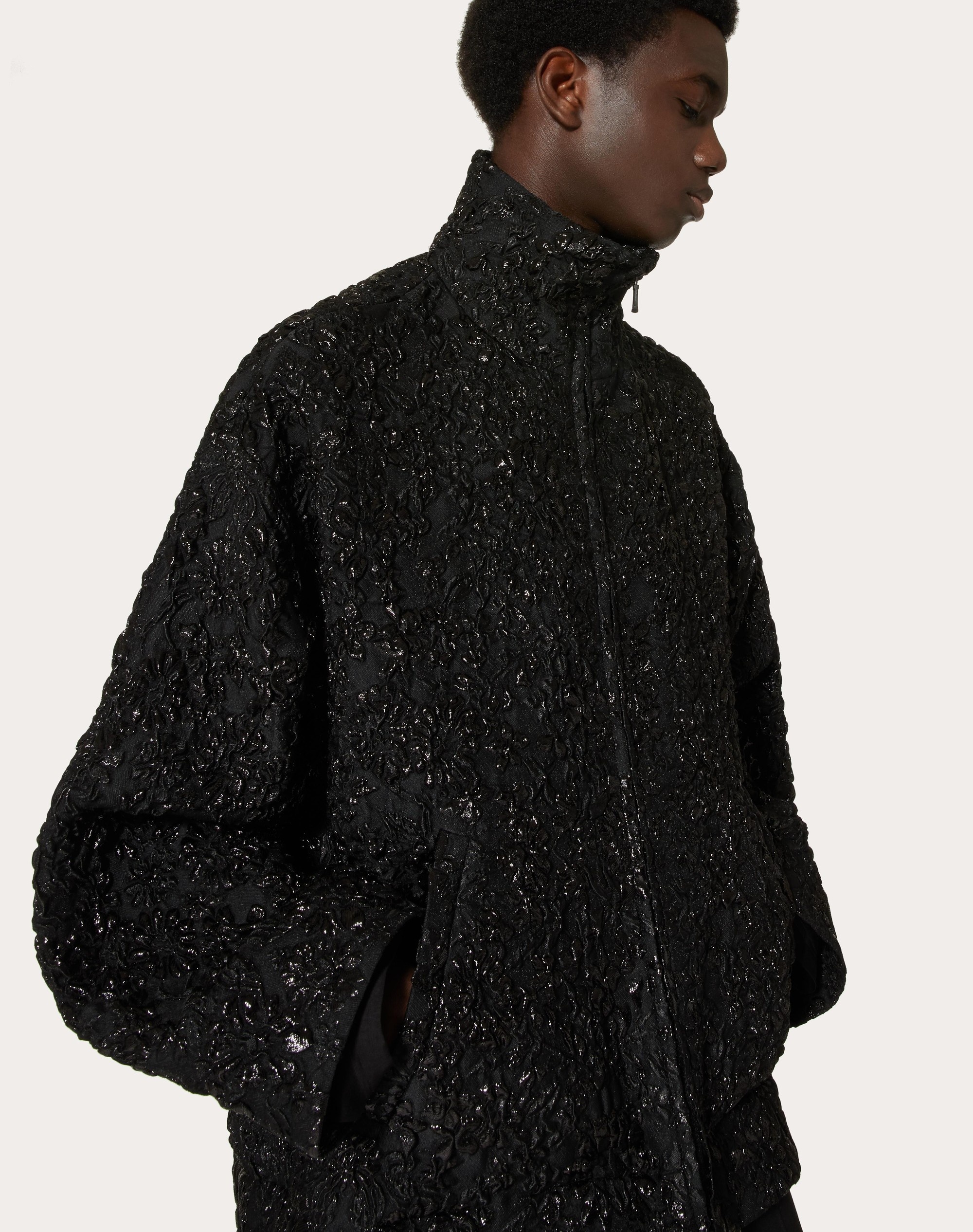 NYLON BROCADE JACKET WITH ALL-OVER FLORAL LUREX JACQUARD - 5