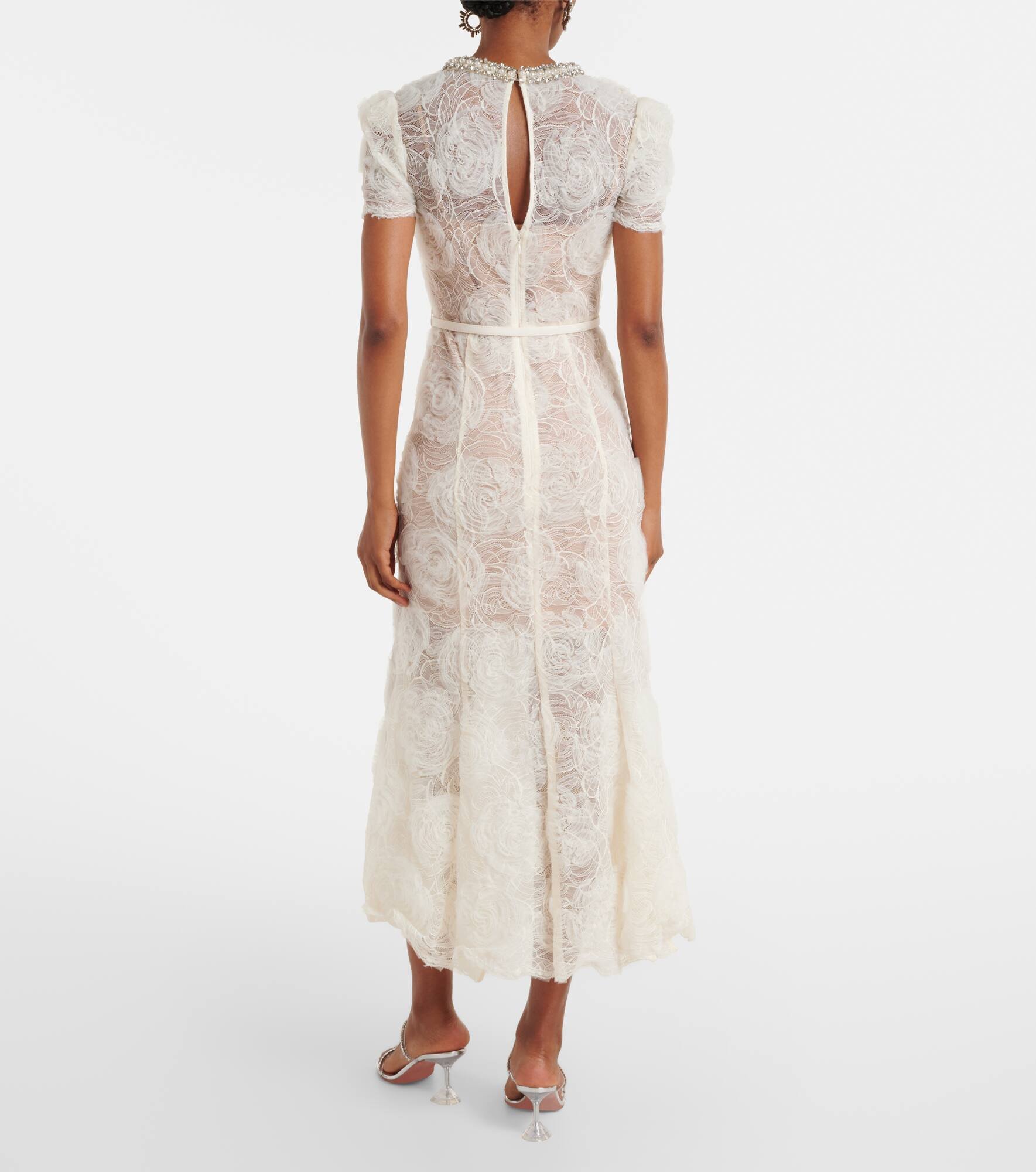 Semi-sheer lace midi dress - 3