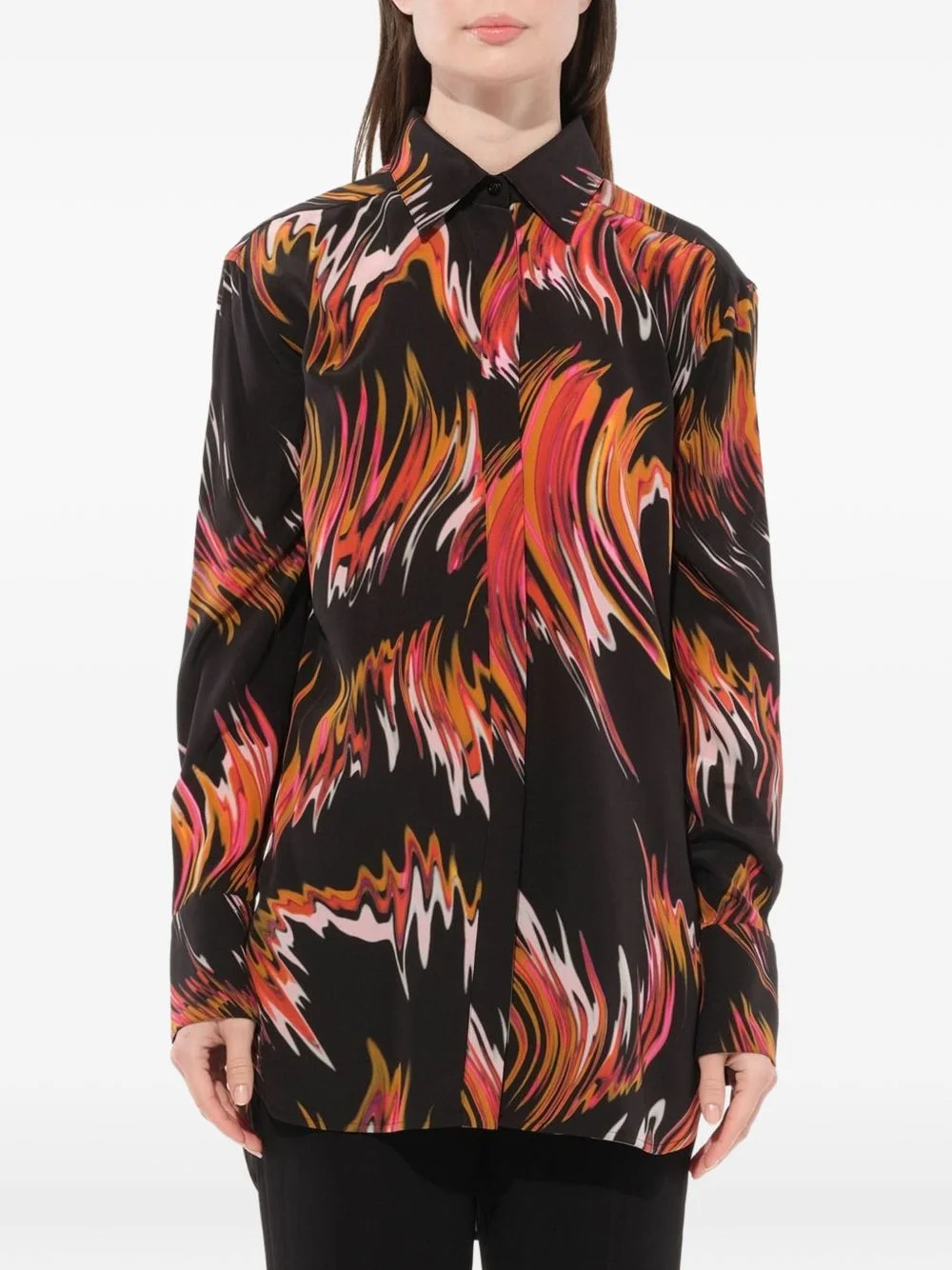 graphic-print button-down shirt - 1