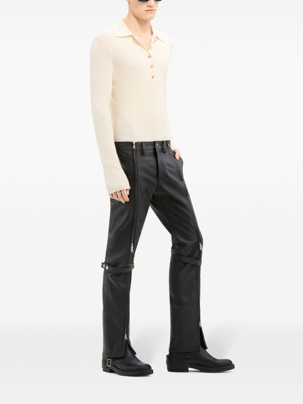 multi-button polo sweater - 4