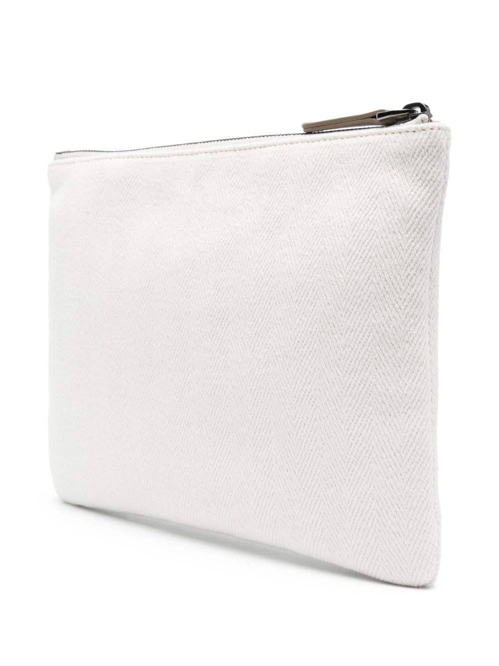 logo-embroidered clutch bag - 3