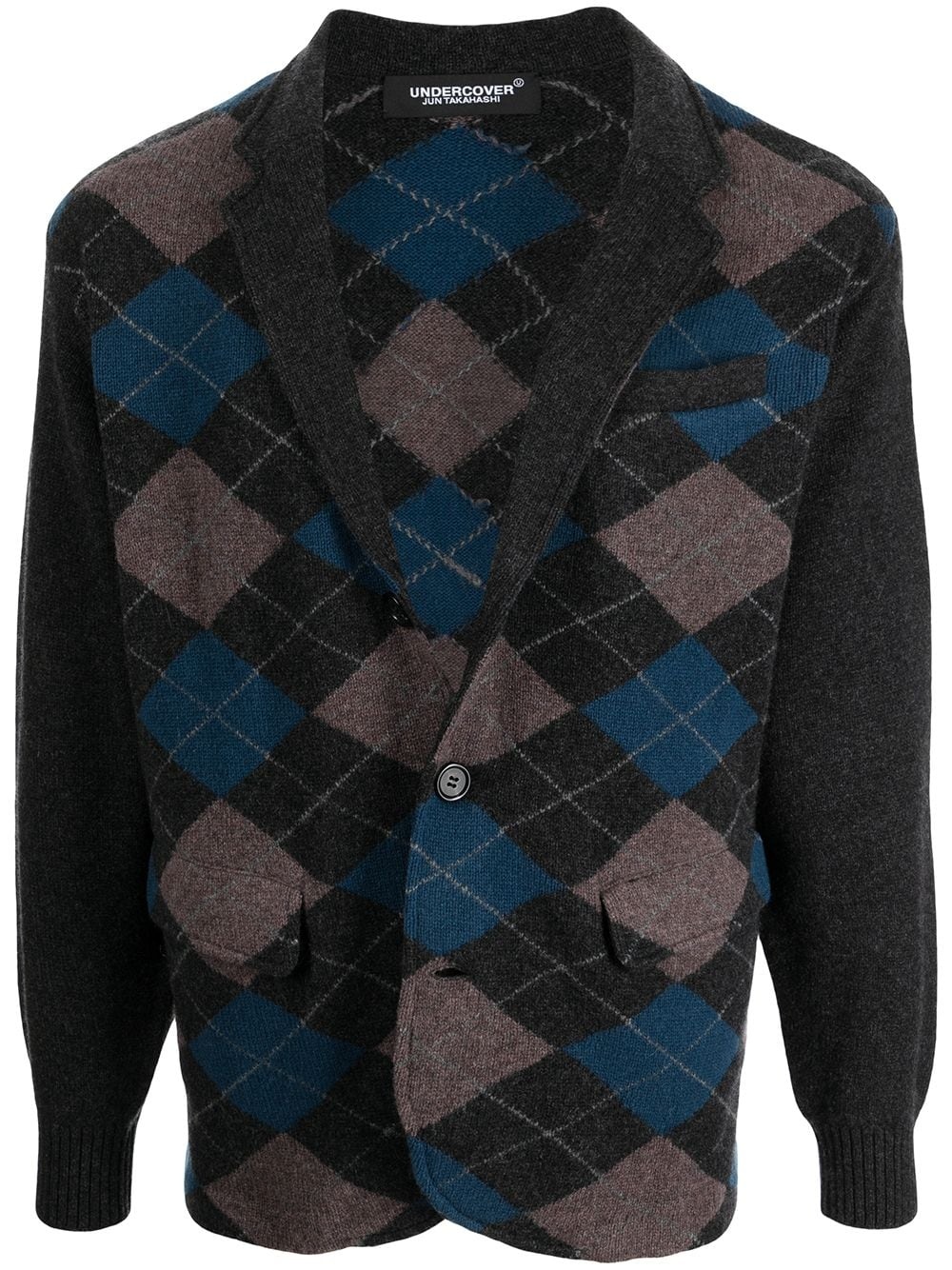 argyle check cashmere blazer - 1