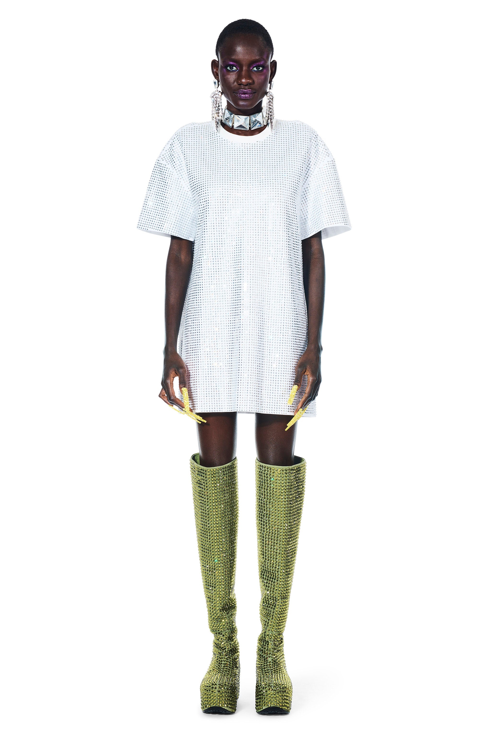 CRYSTAL EMBELLISHED T-SHIRT DRESS - 3