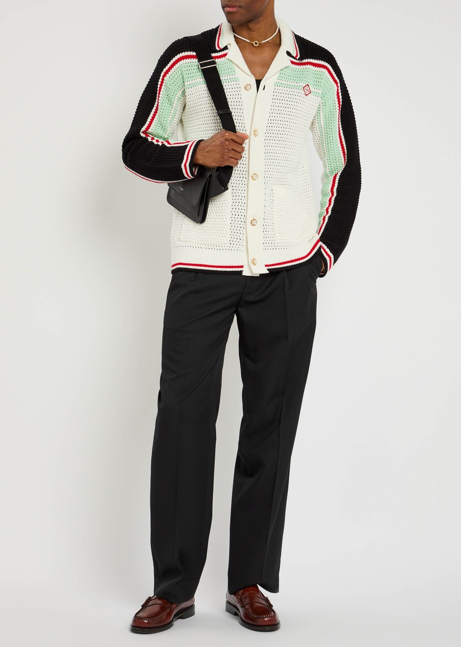 Casablanca Striped-crochet Cotton Shirt - 4