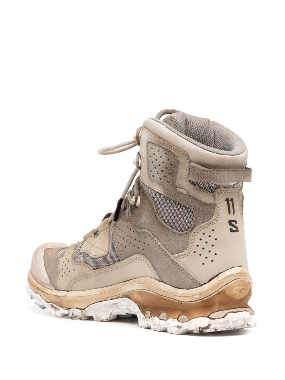 panelled-design leather sneakers - 3