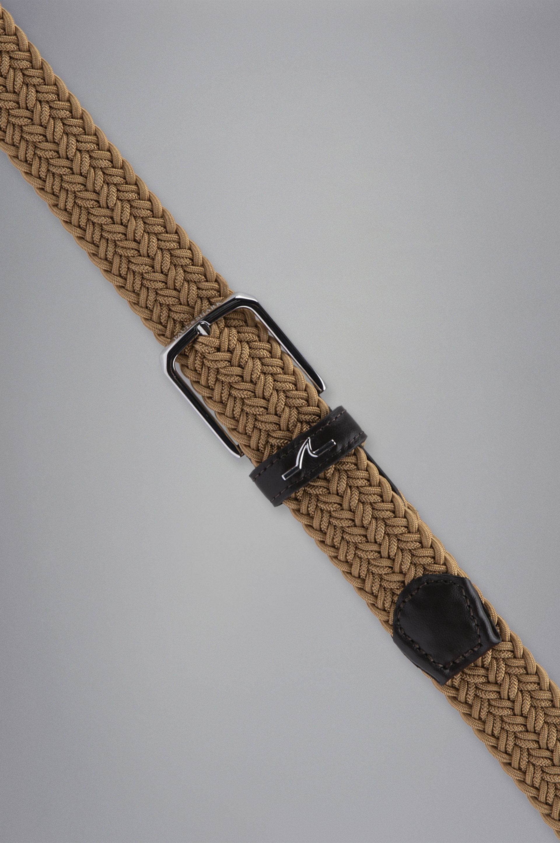 LEATHER TRIMMED WOVEN ELASTIC BELT - 2