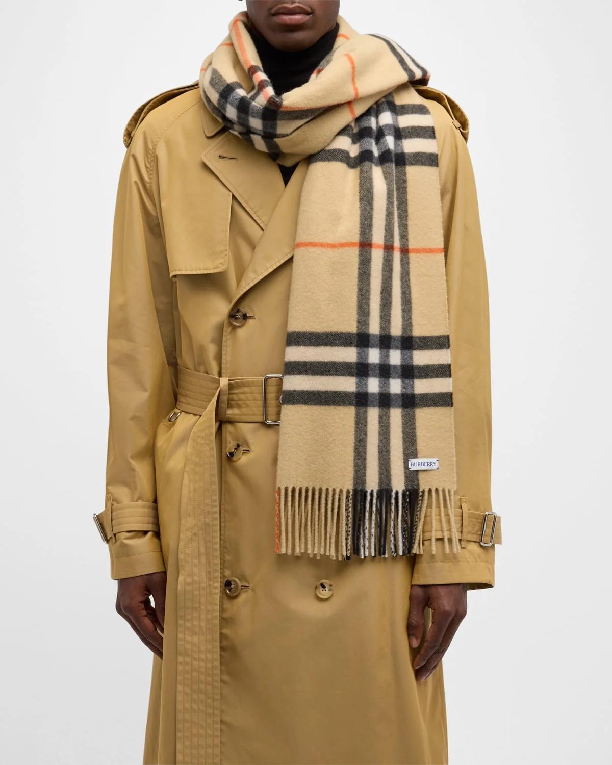 Men's Giant Check Cashmere Scarf - 1