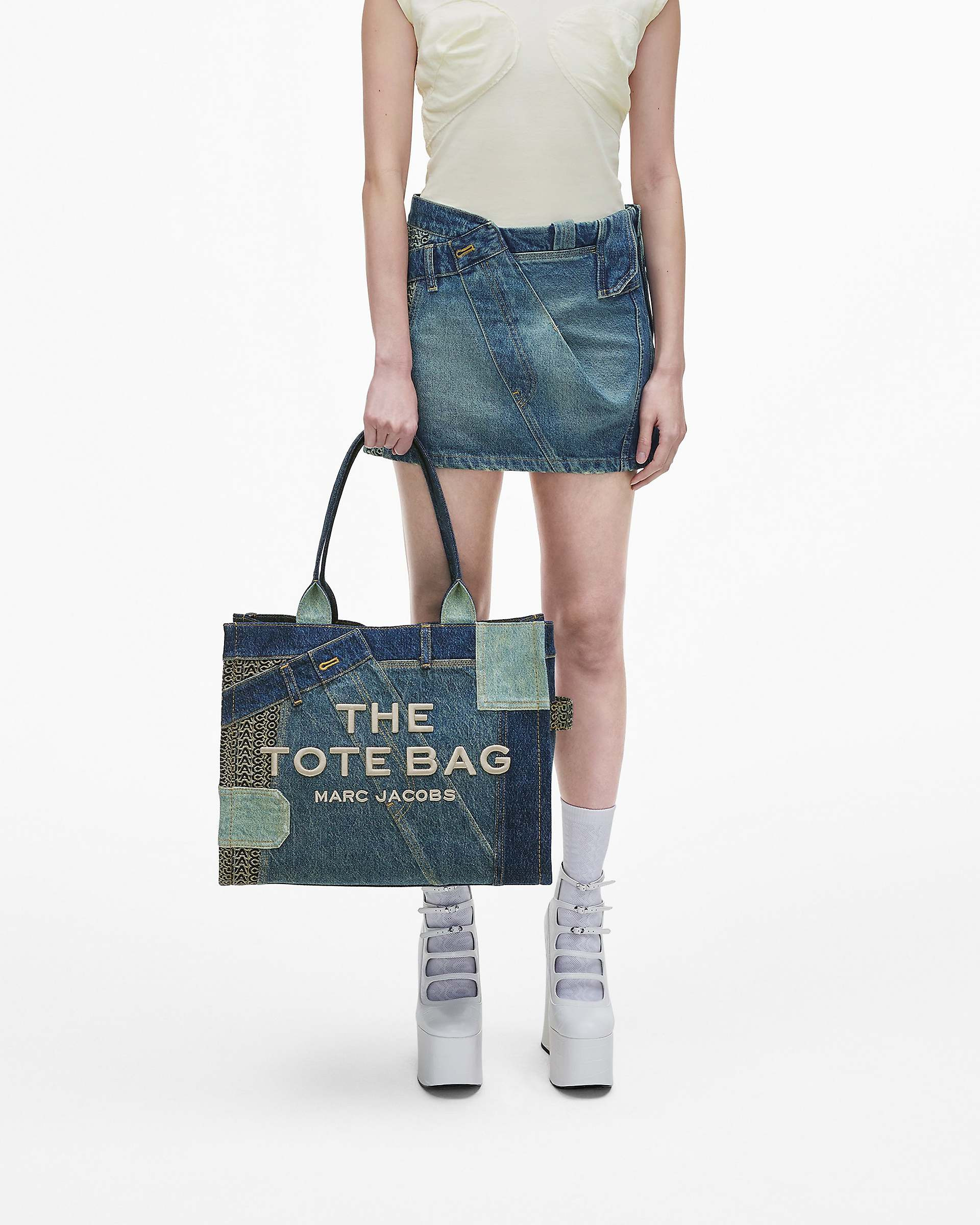 THE DECONSTRUCTED DENIM LARGE TOTE BAG - 7