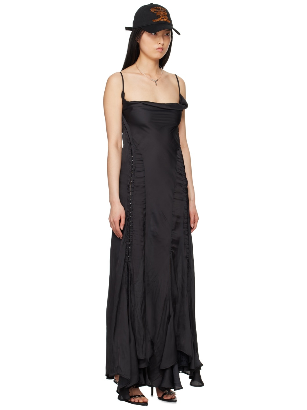 Black Hook-Eye Maxi Dress - 2