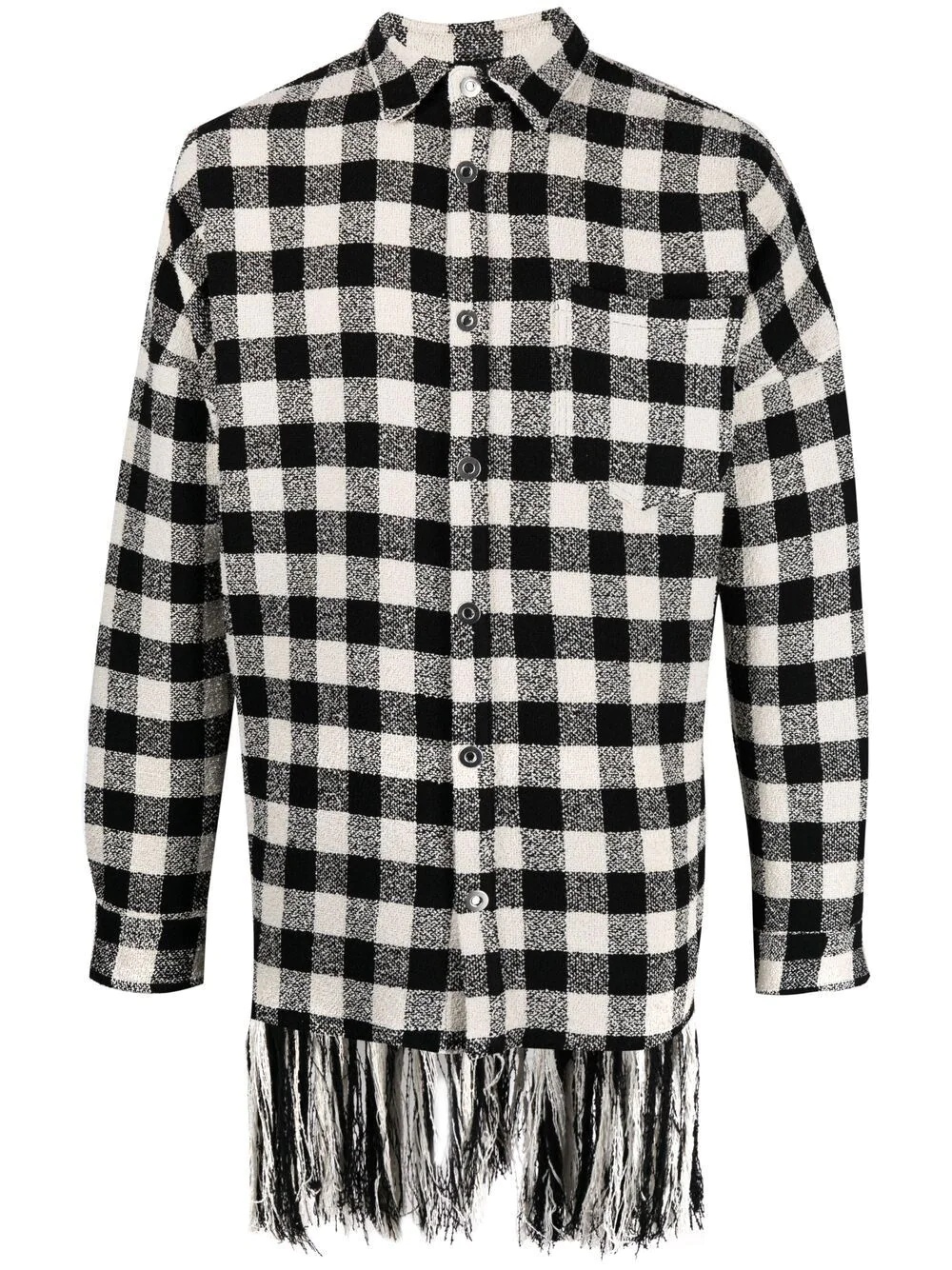 fringed check-print jacket - 1