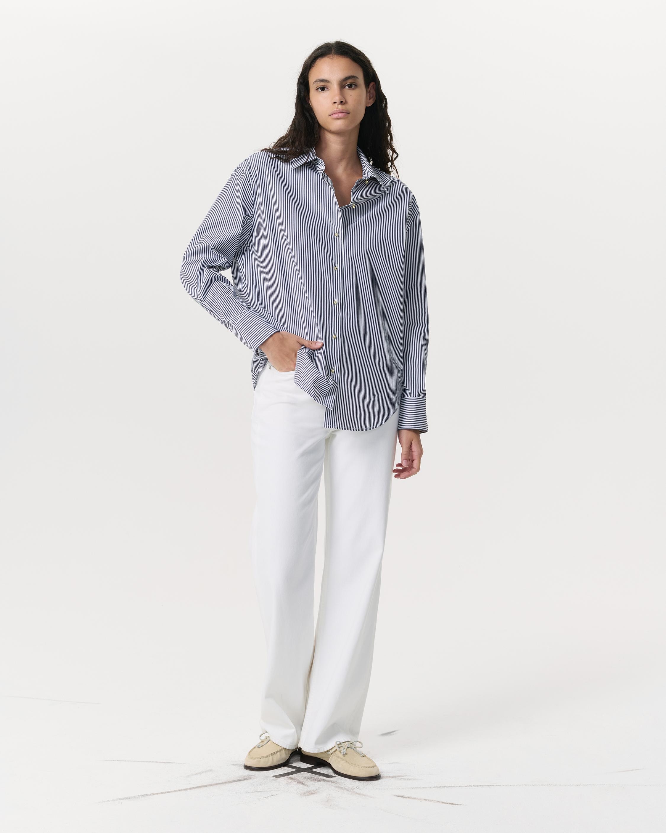 Jessica Striped Cotton-Blend Poplin Shirt - 4