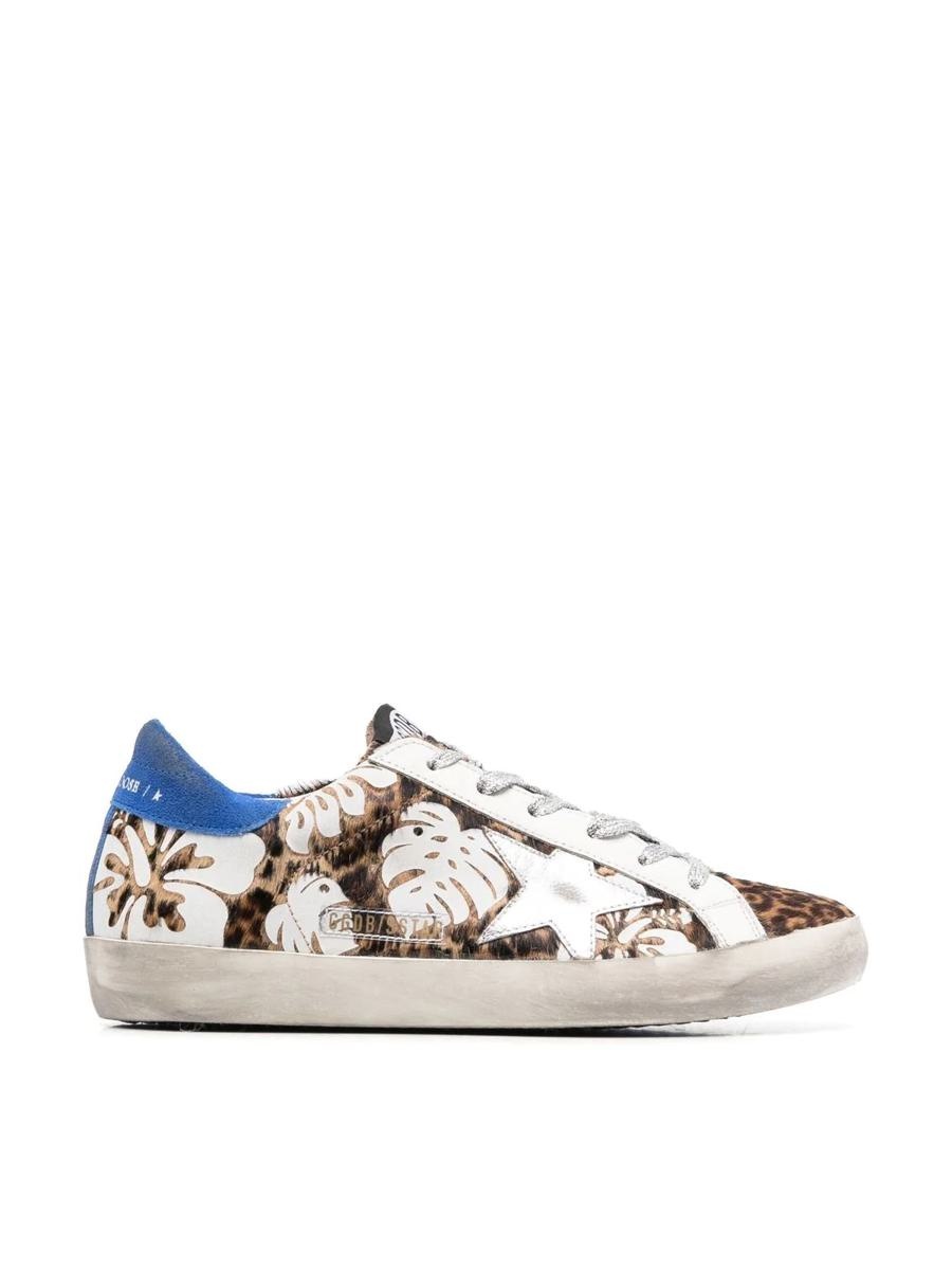 Golden Goose GOLDEN GOOSE SUPER-STAR LEO HORSY WITH HIBISCUS TRANSFER UPPER LAMINATED STAR SUEDE HEE - 1