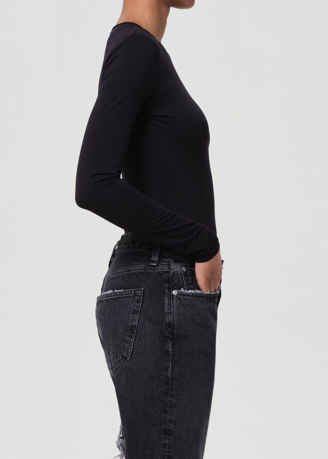AURA LONG SLEEVE BODYSUIT IN BLACK - 4