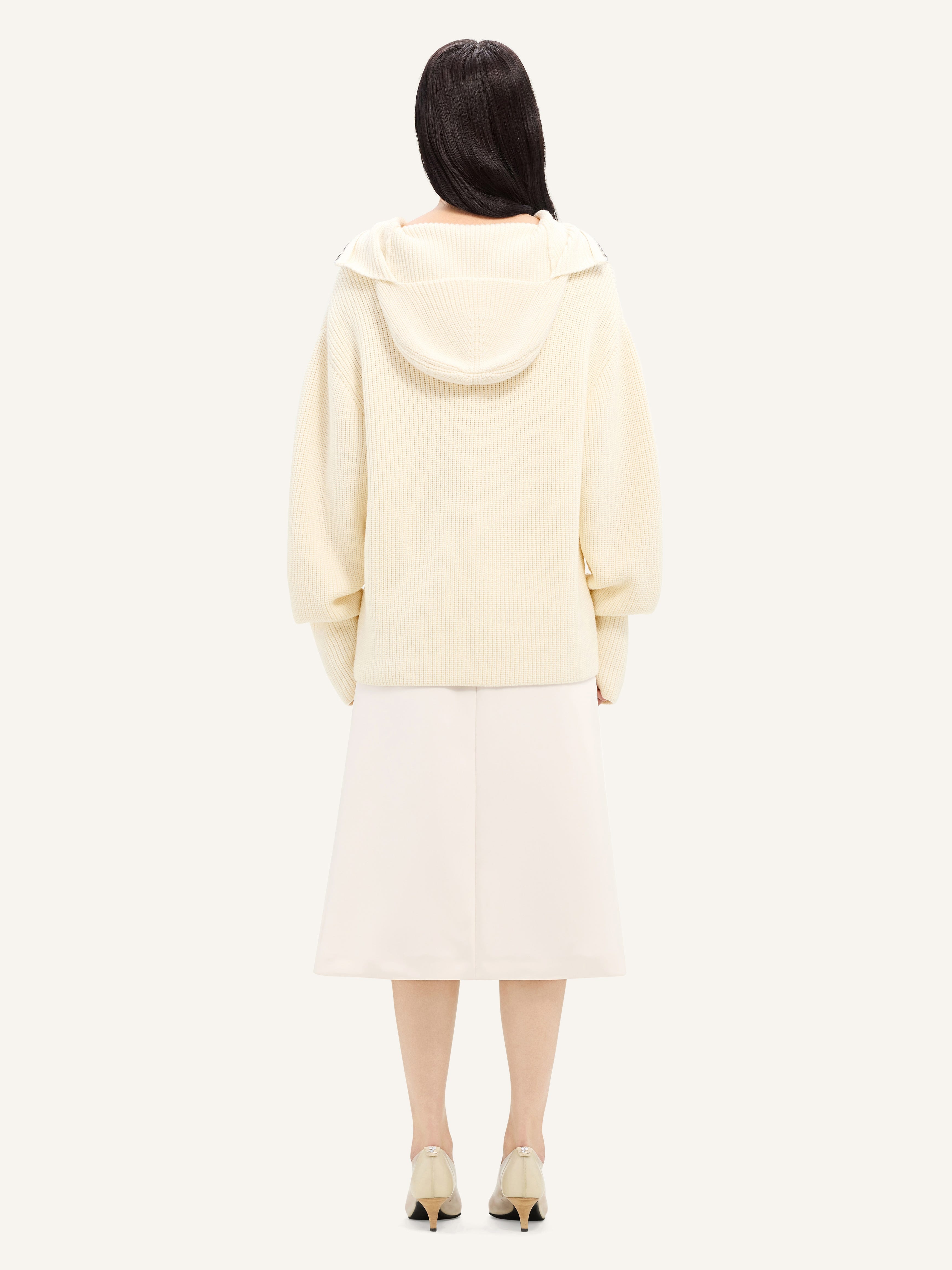 TAILORED ZIPPED TWILL MIDI SKIRT - 4