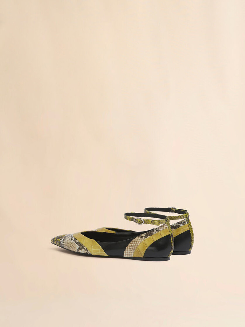Marni GREEN LEATHER POINTED-TOE BALLERINA outlook