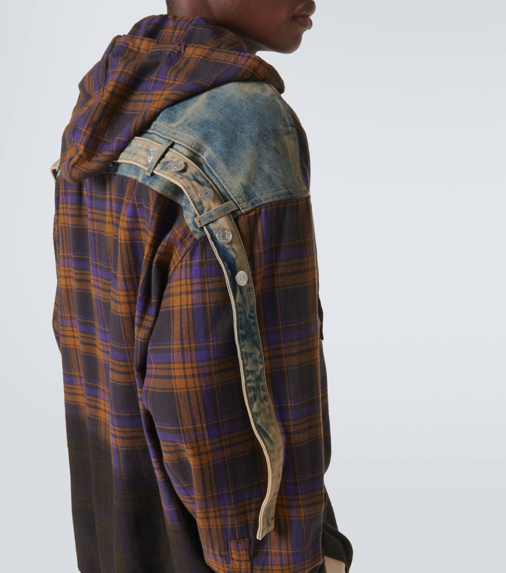 Paneled checked cotton flannel shirt - 6