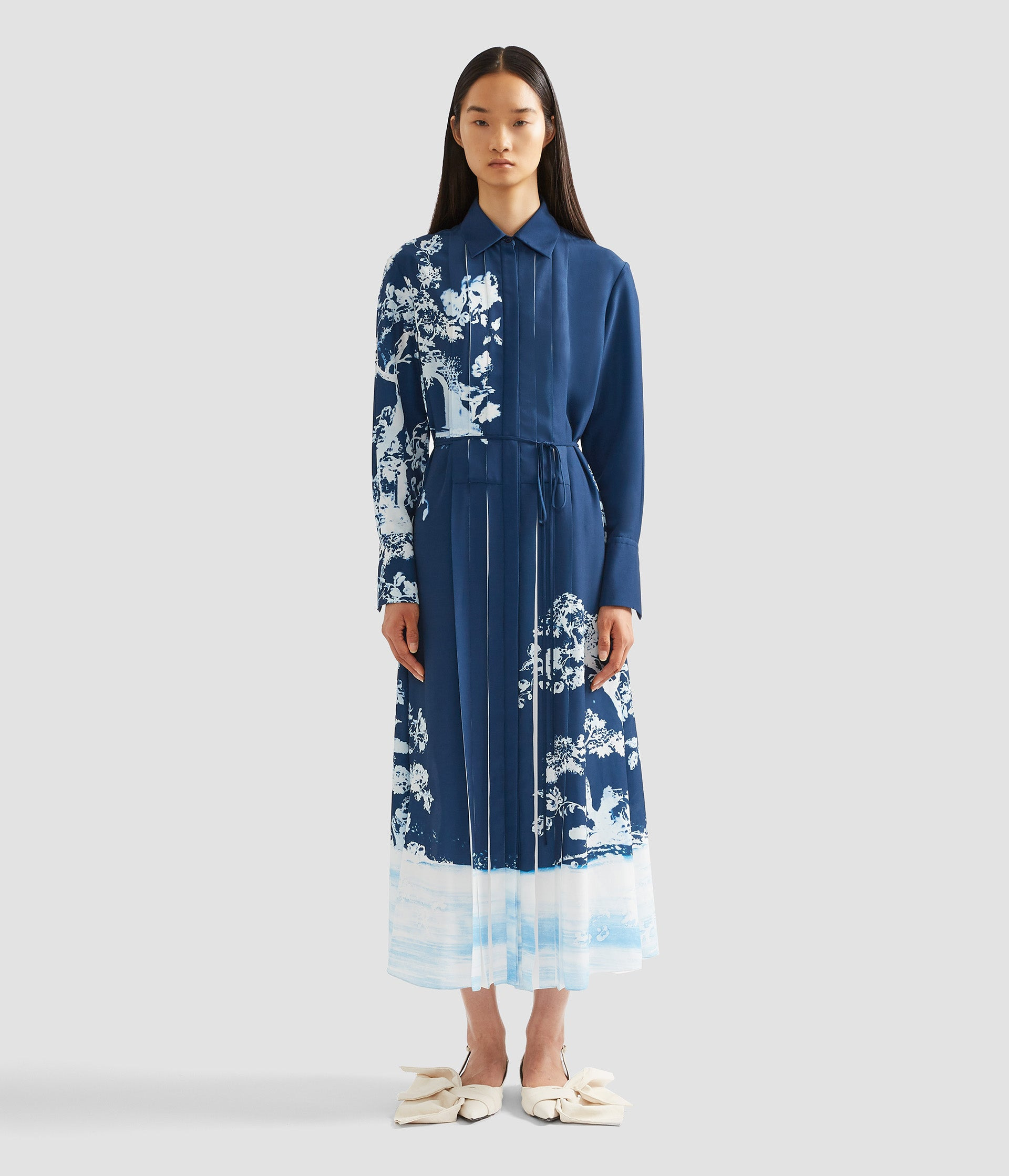 LONG SLEEVE MIDI SHIRT DRESS - 4