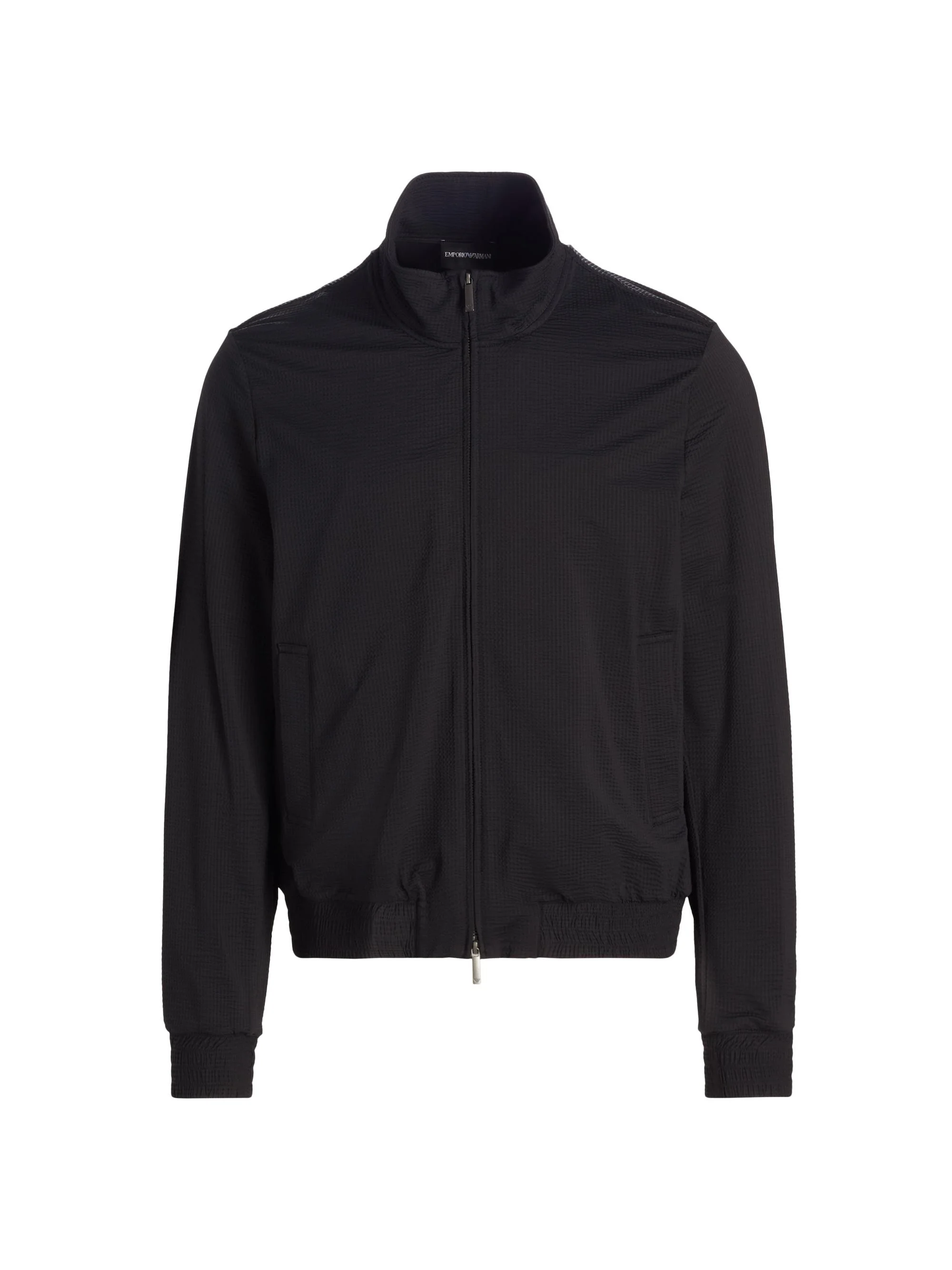 Men's Seersucker Bomber Jacket - Black - 1