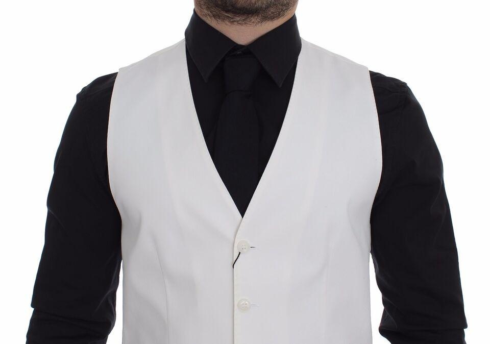 Dolce & Gabbana White Cotton Silk Blend Dress Vest Blazer - 2