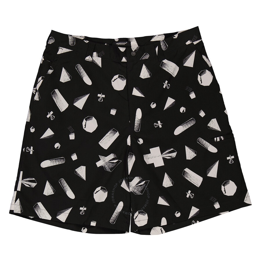 Undercover Men's Black Abstract Geometric Print Shorts - 4