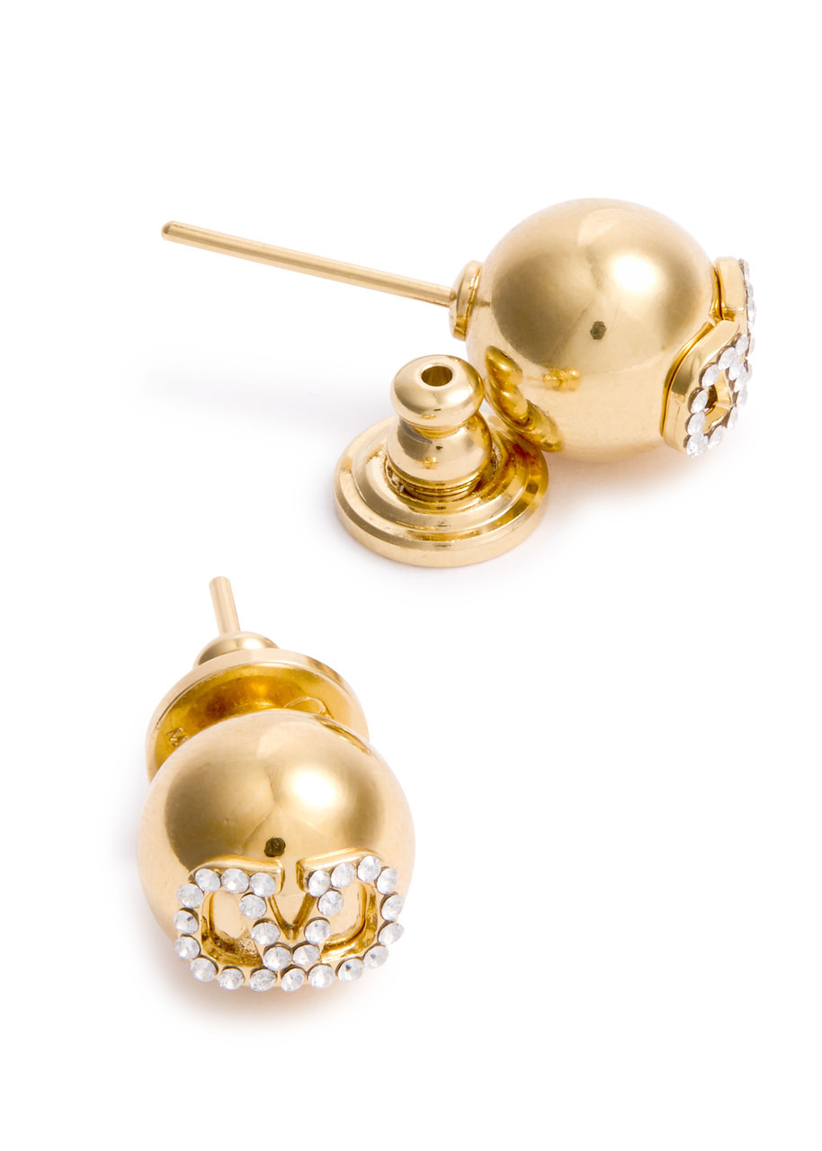 VLogo crystal-embellished stud earrings - 3