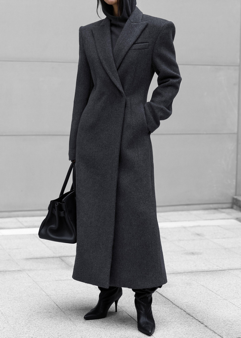 Melva Long Coat - Charcoal 4