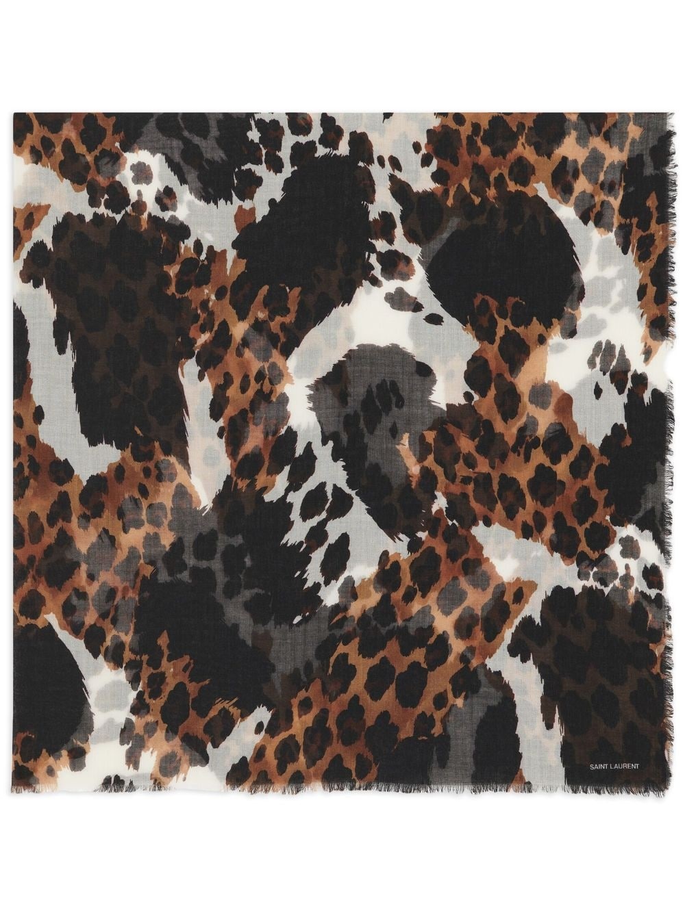 animal-print fringed wool scarf - 1