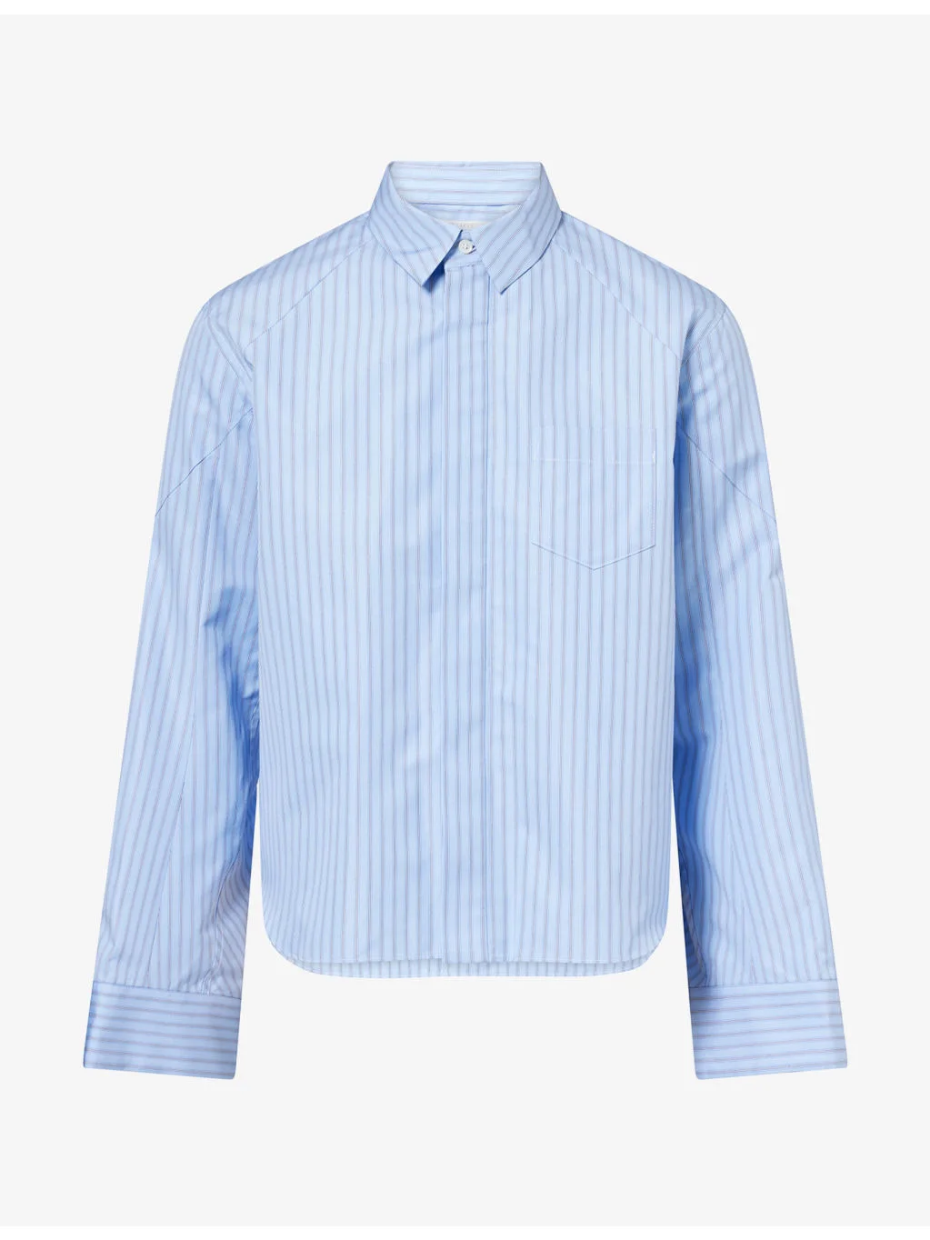 Striped Oversized-Cuff Cotton-Blend Shirt - 1