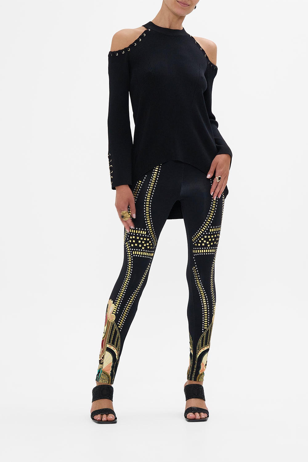 METAL HOTFIX EMBELLISHED LEGGINGS - 2
