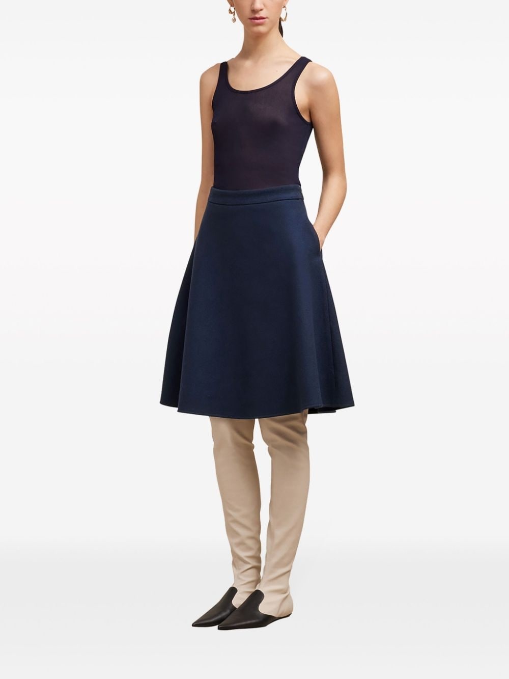 viring-wool blend A-line skirt - 3