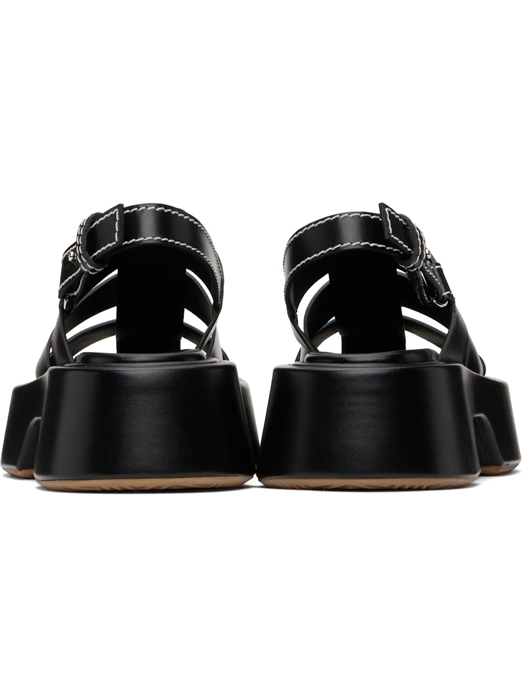 Black Stripe Platform Sandals - 2