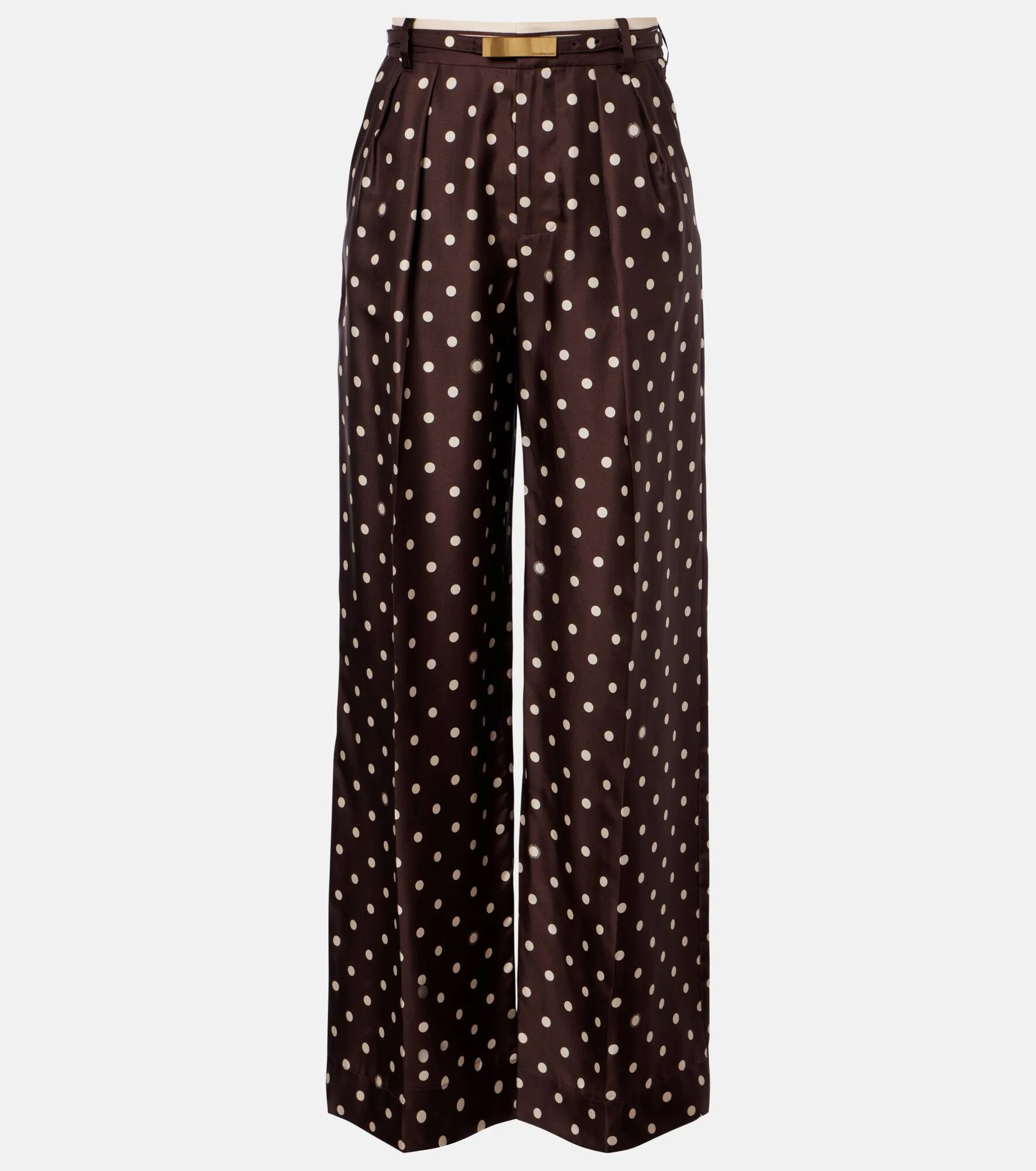 Polka-dot silk satin wide-leg pants - 1