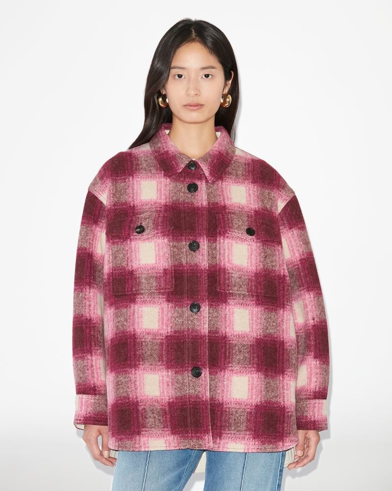 【関税込み】ISABEL MARANT HARVELI BRUSHED BUTTONED COAT harveli-checked-coat-in-orange