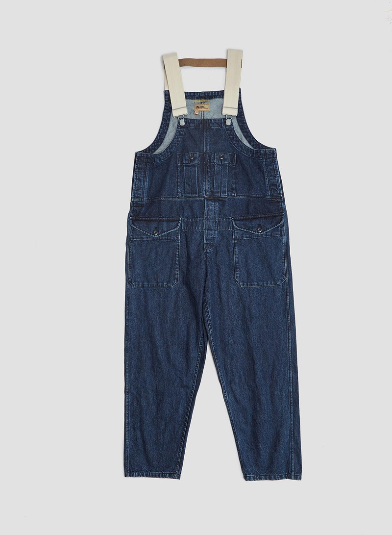 Railway Dungaree Denim in Washed Indigo 1
