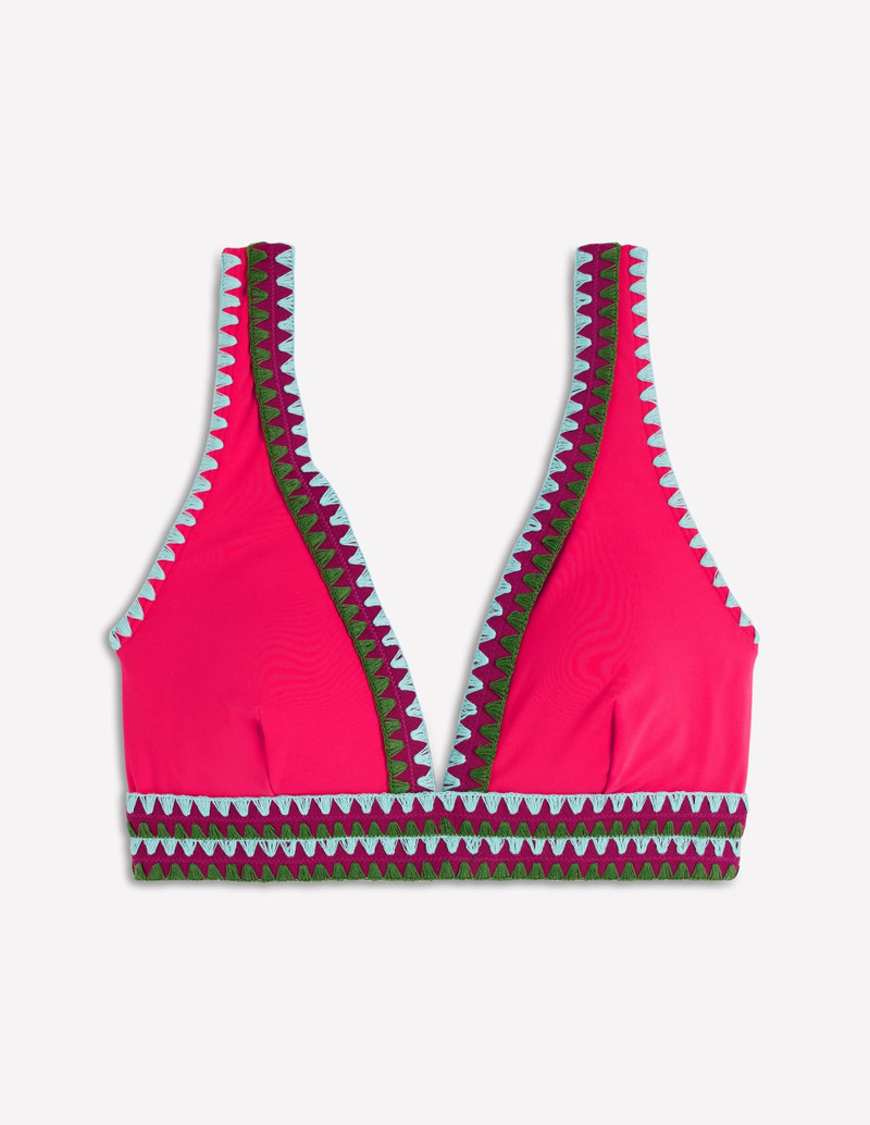 Porto Bikini Top-Rosy, Embroidery - 1