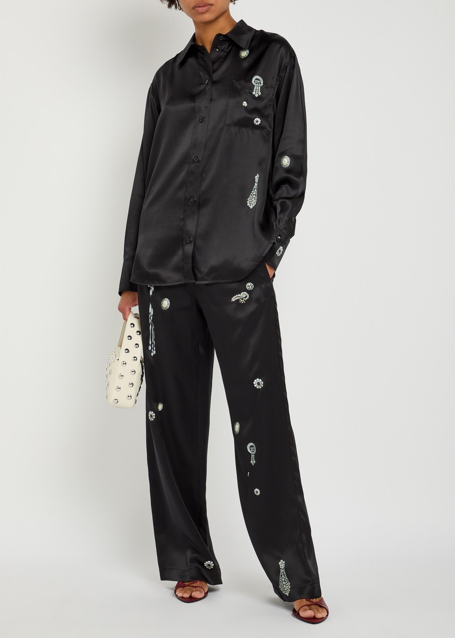 Victoria Beckham Printed Silk Pyjama Trousers - 4