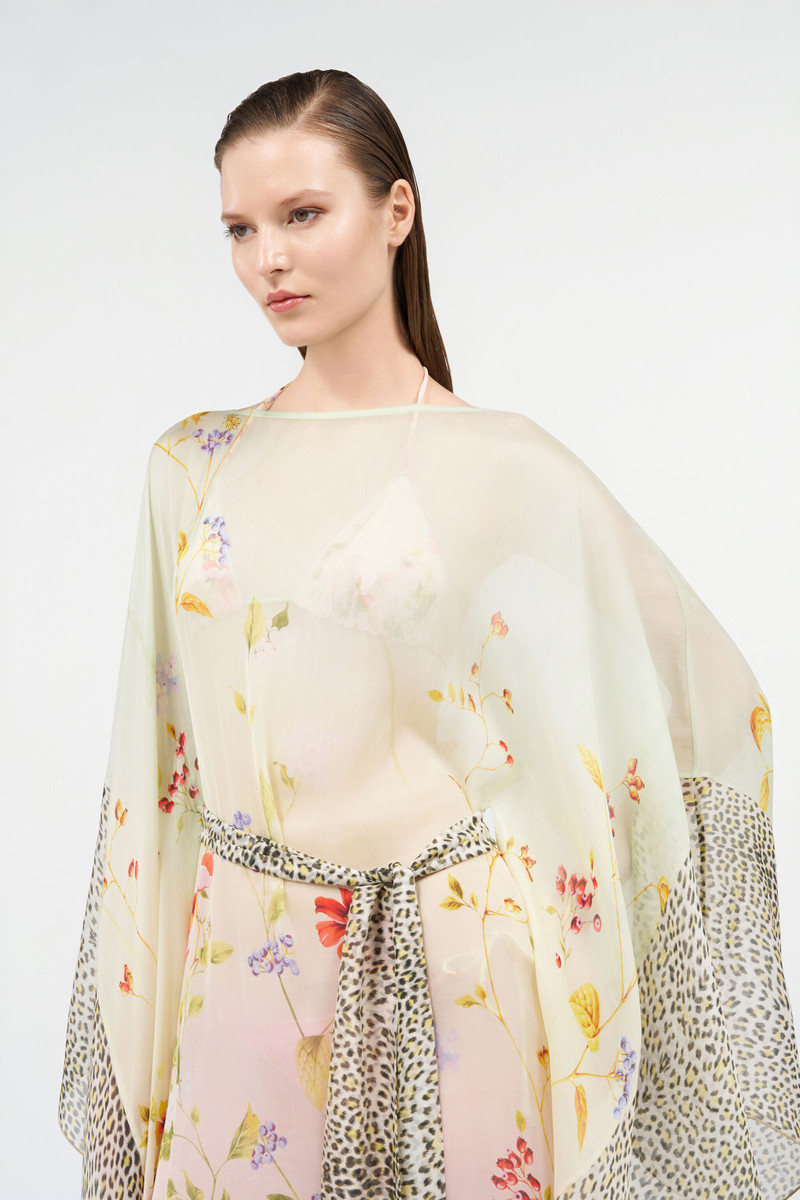 Miami Flowers Silk Kaftan 6