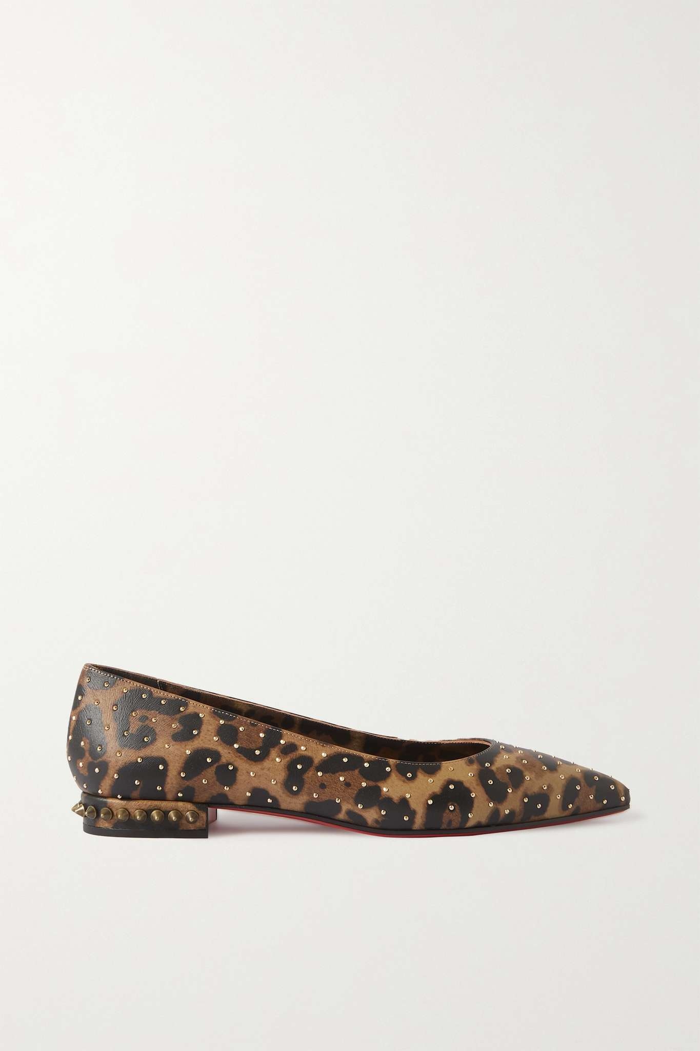 Free Hall Plume studded leopard-print leather point-toe flats - 1