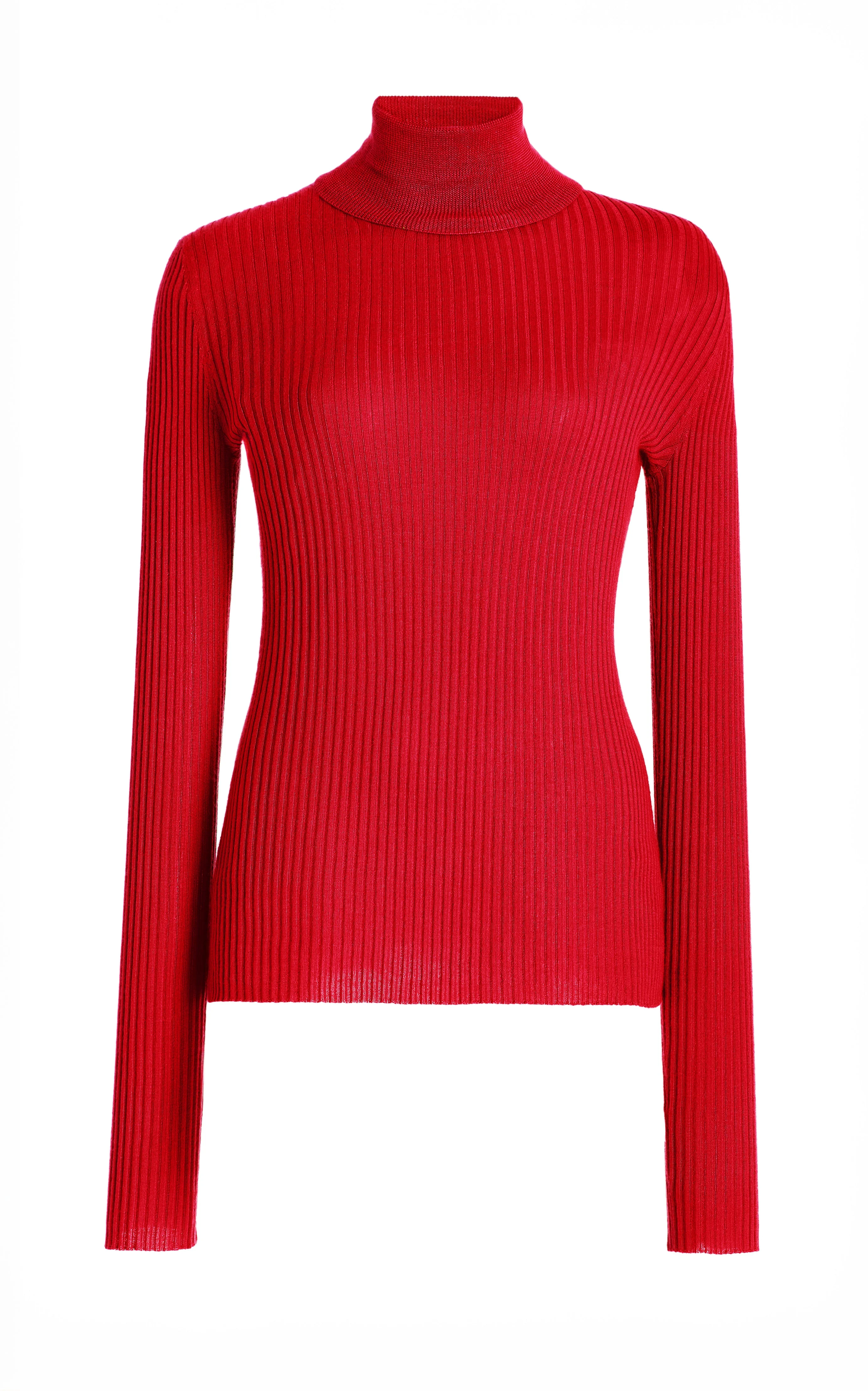 Peppe Knit Turtleneck in Scarlet Red Cashmere Silk - 1