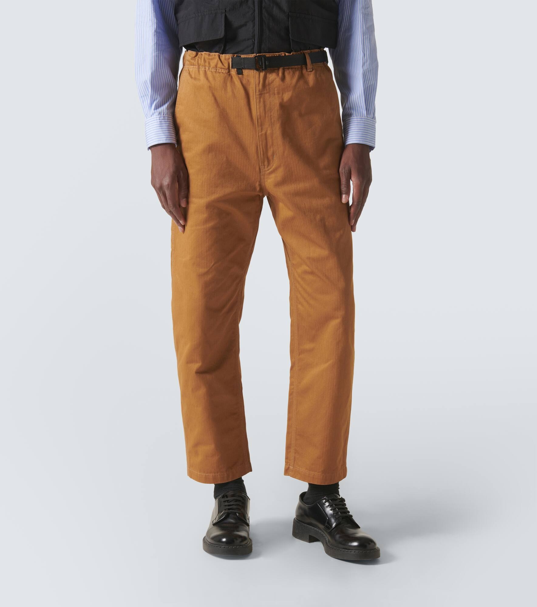 Herringbone cotton straight pants - 3