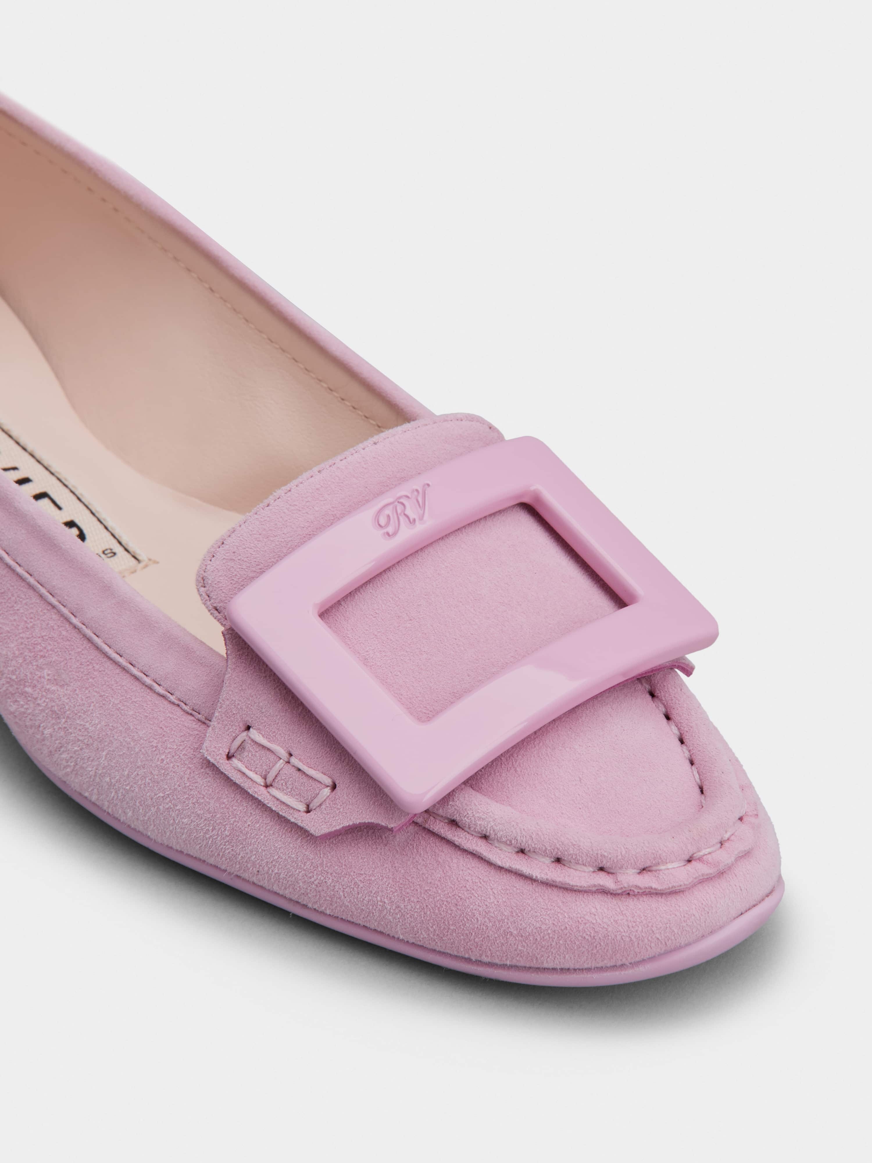 Lacquered Buckle Loafers  in Suede - 3