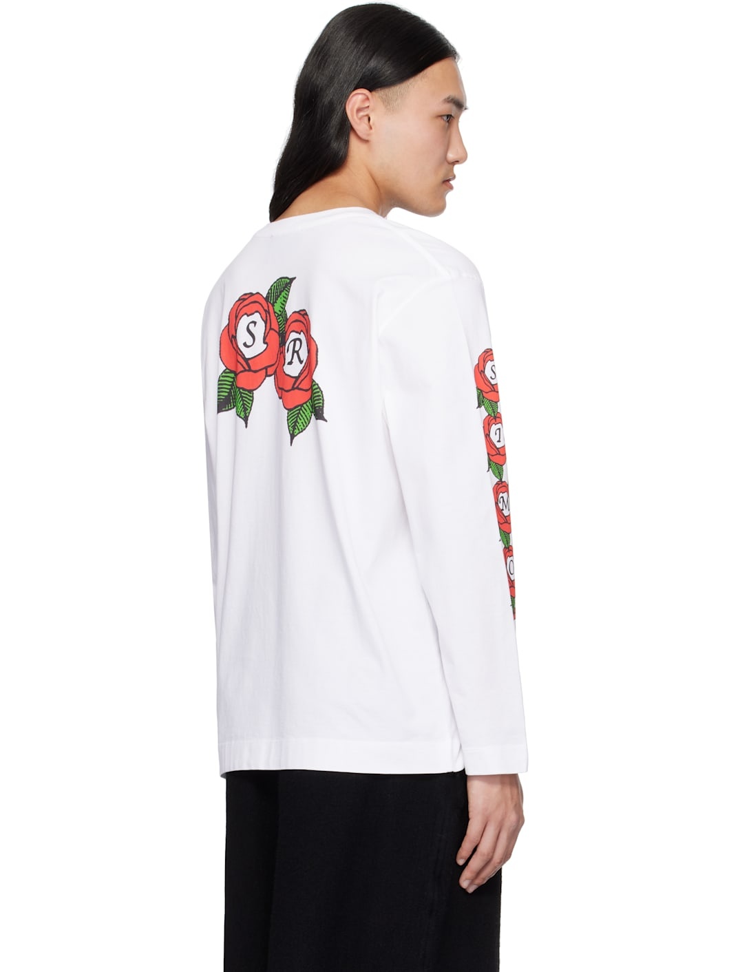 White Cluster Rose Logo Print T-shirt - 3