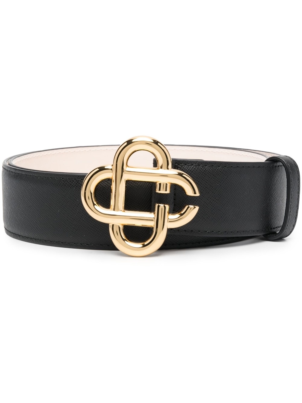 logo-buckle leather belt - 1