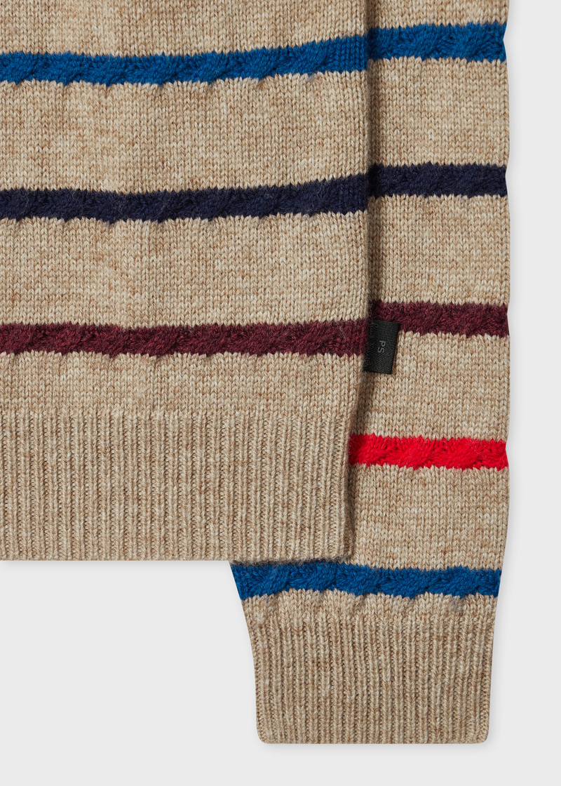 Paul Smith Light Tan Striped Knitted Polo Shirt outlook