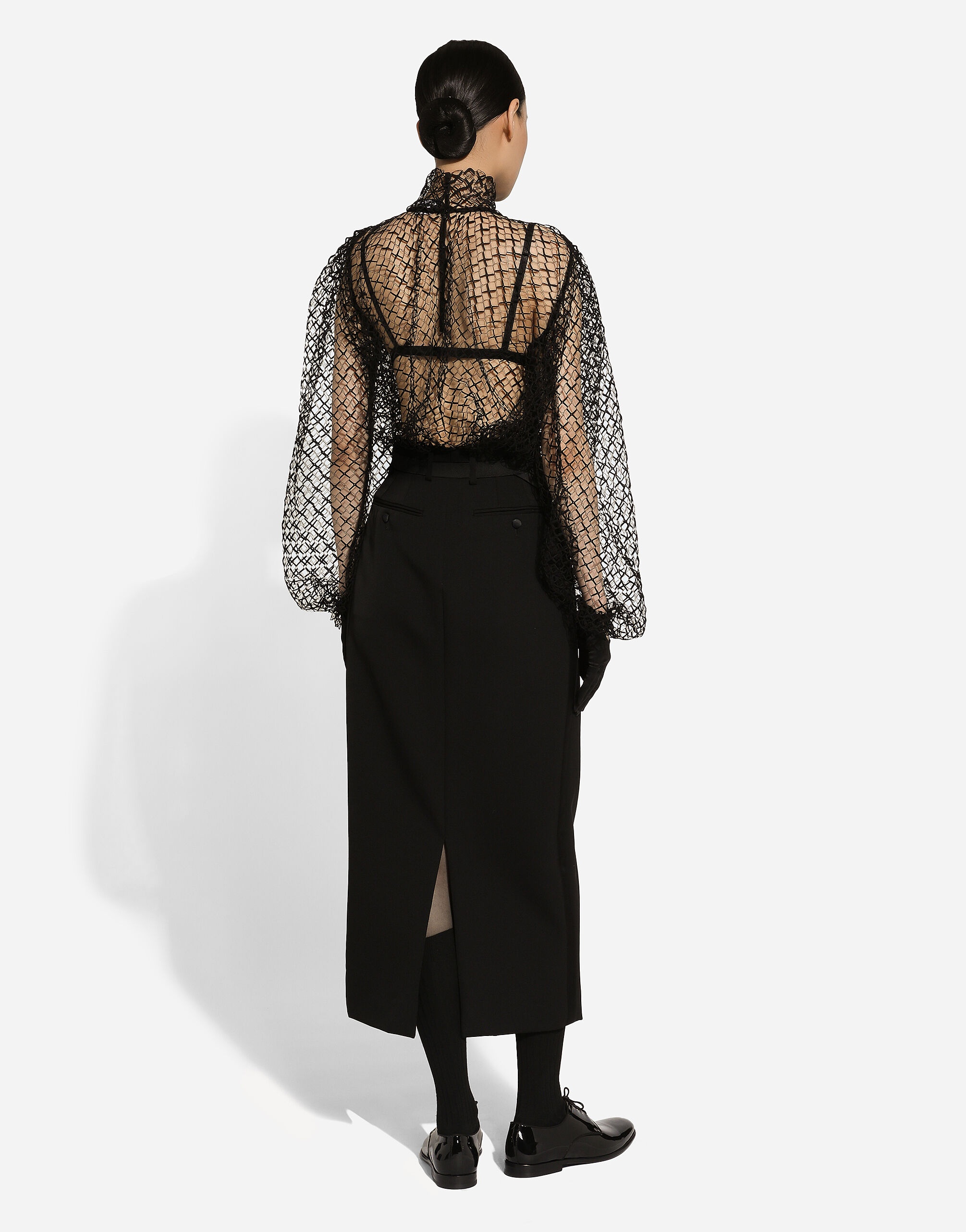 Mesh pussy-bow blouse - 4