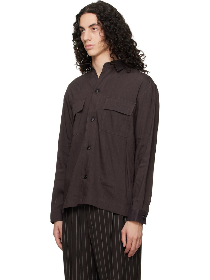 BOSS Brown Flap Pocket Linen Shirt outlook