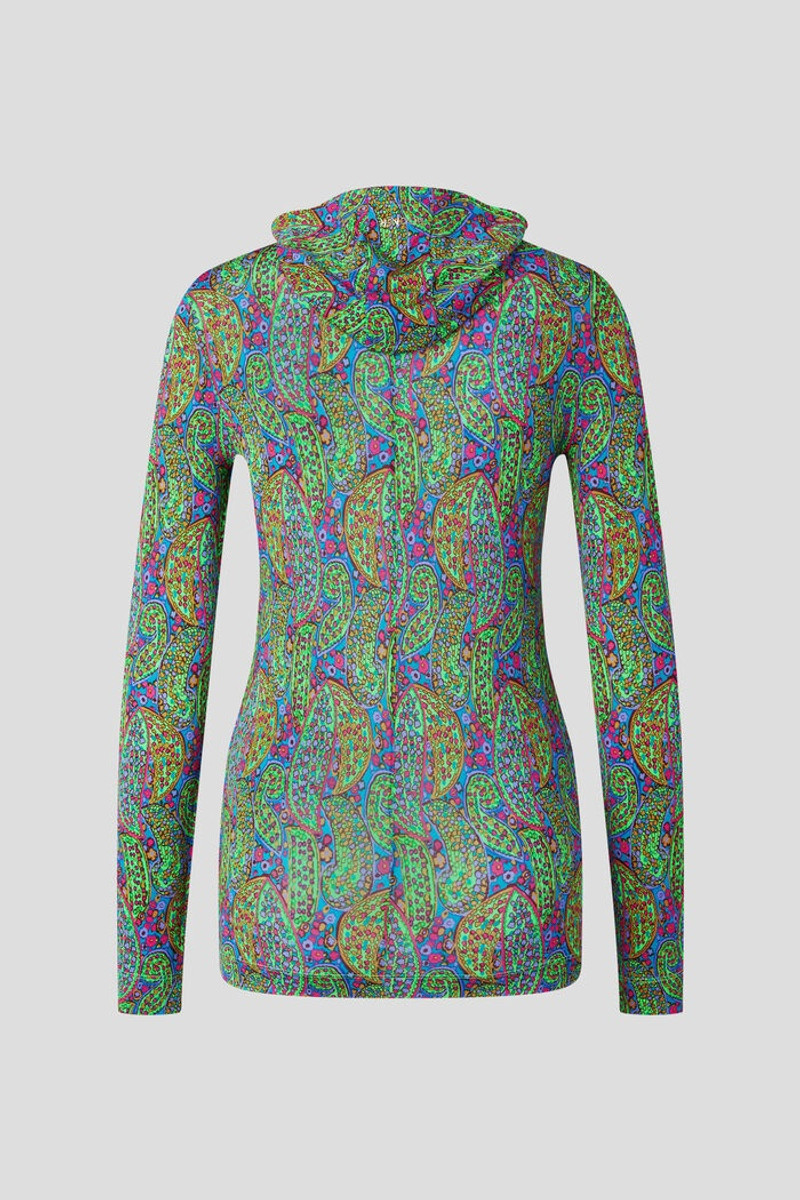 BOGNER Oliana Hooded long-sleeve top in Green/Violet outlook