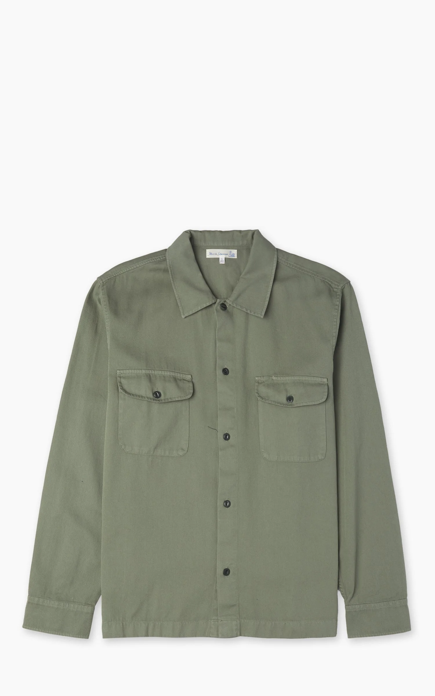 MERZ B. SCHWANEN SHIRT06RT COTTON TWILL SHIRT LIGHT ARMY - 1